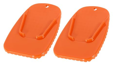 A ABSOPRO Motorcycle Kickstand Support Pad Side Stand Pad Orange Set of 2 | Motorcycle Kickstand Pad, Plastic, 2 Pcs