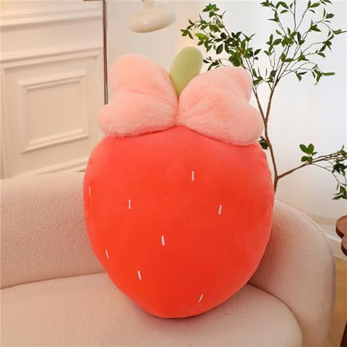 Trayosin 3D Erdbeeren Plüschkissen, Dekokissen für Schlafzimmer Sofa, Überwurfkissen Kürbis Dekoratives Kissen, Gefüllte Spielzeuge (Rot, 25cm)