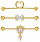 AVYRING 14G en or Piercing Nndustriel, Barbell industriel en acier chirurgical avec pendentif papillon et cœur, Boucles d'oreilles double cartilage helix pour femmes de 38mm
