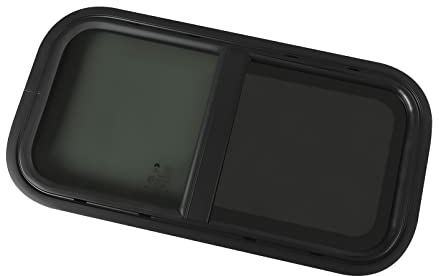 Begoniape Camper, finestra laterale, apertura a spinta, chiusura a 70°, per camper, roulotte, con rete di protezione dagli insetti, 60 x 30 cm, colore nero
