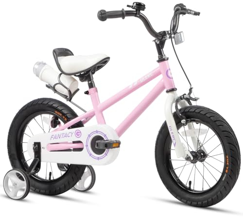 Glerc Kinderfahrrad 12 Zoll Fahrrad mit Stützrädern & Flaschenhalter für 1 2 3 4 Jahre alte Jungen und Mädchen, Rosa