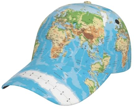 IRSHI Weltkarte Vielseitige, verstellbare Baseballkappen mit Hip-Hop-Stil, perfekt für Sommer, Outdoor-Aktivitäten, Unisex-Kopfbedeckung, schwarz, Schwarz, Einheitsgr��e