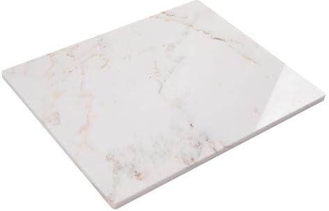 Lovdeco Luxury White Marble Pastry Board, Pastry Board For Kitchen, Large Calacatta Gold Marble Slab Gift With Non-Slip Feets, 16x20 Inch, 1 Piece