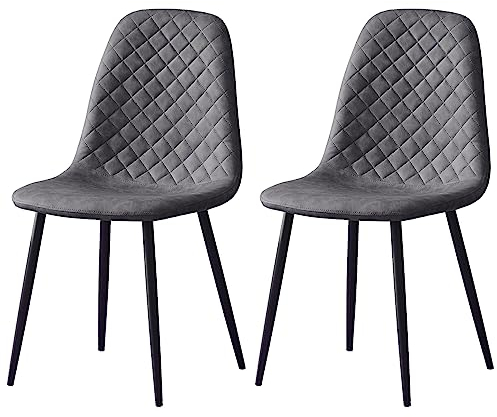 JYMTOM Esszimmerstühle Wohnzimmerstuhl Sessel mit Rückenlehne Sessel Stuhl Scandinavian Vintage Künstlich aus Kunstleder mit Stahlbeinen in Schwarz (2, PU grau)