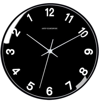 Fenteer Rückwärts Uhr Wanduhr Gegen Den Uhrzeigersinn, Wandkunst Dekoration, 30,5 cm, Dekorative Wanduhr für Zuhause, Büro, Küche, Wohnzimmer, Stil A