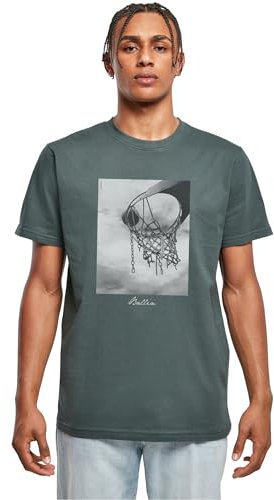 Mister Tee Herren T-Shirt Ballin 2.0 Tee, T-Shirt mit Fotoprint für Männer, Regular Fit, Streetwear, Bottlegreen, XXL