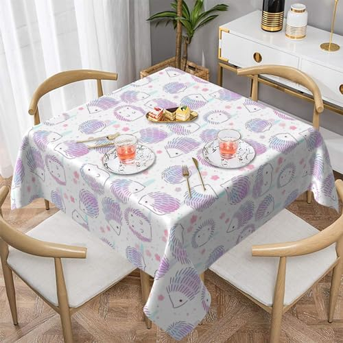 Waschbare Tischdecke mit pinkem Igel, für Küche und Esszimmer, wasserabweisende Mikrofaser-Tischdecke