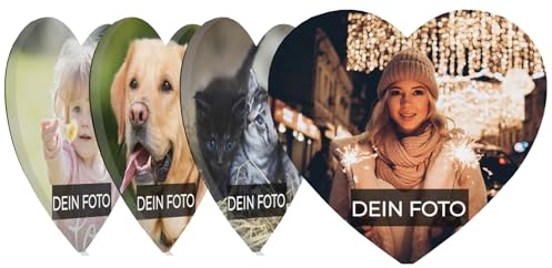 Personalisierter Fotomagnet, Kühlschrankmagnet Selbst Gestalten, Mit Foto Und Text, Acryl Material, Magnete -Set (4 Stück Fotomagnete,6.4x7cm)