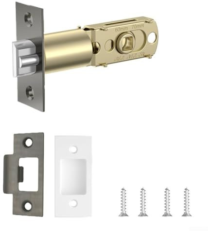 Türriegelschloss, verstellbar, 60 cm - 70 cm, Türriegel, einzelner Zungenriegel mit drei Stangen, röhrenförmiger Riegel, Innentürschloss für Zimmertüren (Grau-ET)