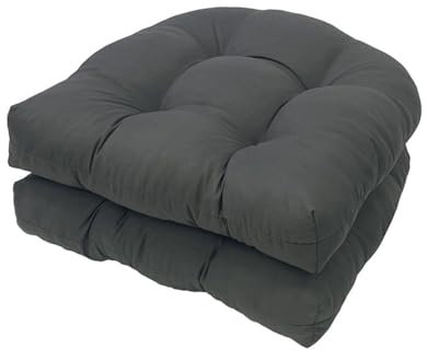 FYHTC 2 Stück Sitzkissen in 48x48cm, Bequeme Sitzkissen U-förmiges Kissen Sofa Rattan Stuhlkissen für Korbstuhl Sitz Terrassenmöbel Esszimmerstuhl Pad(Dark Gray)