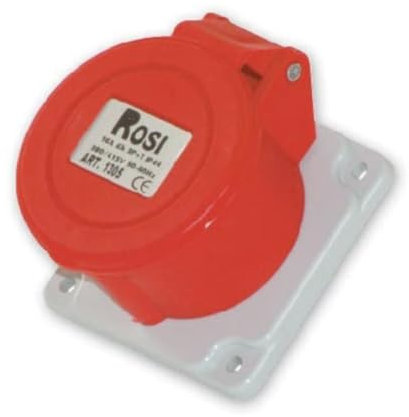 Presa industriale da incasso, 380V 400V 415V, 4 poli 3P+T, 16A, IP54, 75x75mm - Rosi 1001305