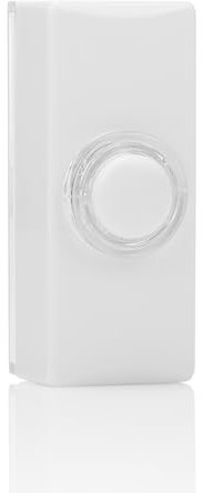 Byron DBW-22011 Wired Surface Mounted Doorbell Push Button, Universal Compatibility, Illuminated, Waterproof, Easy 2-Wire Installation, Sleek White Design