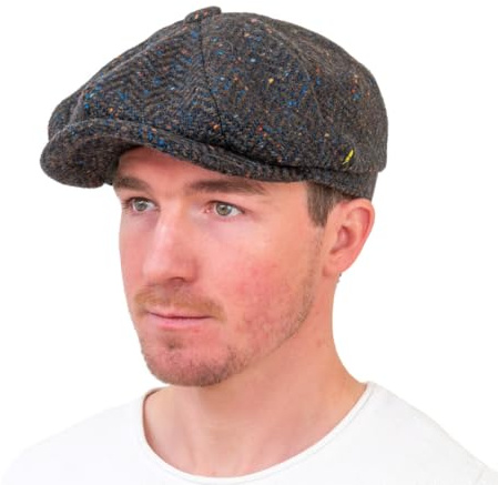 Hatman of Ireland Herren 100% Kerry Woollen Mills Tweed 8 Stück Mütze Irischer Newsboy Hut Made in Irland