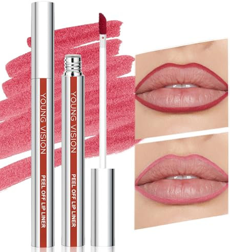 Lip Liner Stain Peel off - Peel off Lip Liner with Matte Finish, Long Lasting Lip Stain Peel off Waterproof Plumps up Lip Colour Lip Liner, Highly Pigmented Lip Tint Stain (#02, 20g)
