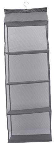 Cabilock Kleiderschrank Layered Storage Rack Faltbare Aufbewahrungstasche Hängeschrank Organizer Mesh Side Grau Staubdicht