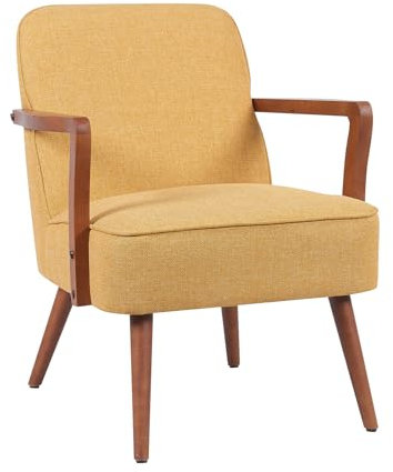 SVITA Tuva Loungesessel Akzentstuhl Einzelsofa mit Armlehnen gepolstert Vintage modern skandi Wohnzimmer Schlafzimmer Esszimmer Senfgelb