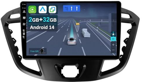 CADLEY Android 14 Autoradio für Ford Tourneo Transit Custom 2013-2021-mit Wireless Apple CarPlay|Android Auto|Mirror Link|GPS Navigation|Bluetooth 5.0|WiFi |USB|Navi|FM+Rückfahrkamera