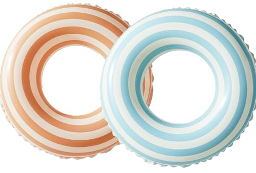 Schwimmring, 2 Stück Luftmatratze Schwimmreifen Aufblasbar, Sommer Schwimmende Wasserspielzeug Dauerhafter Cooler Schwimmring für Pool Sandstrand Party (blau+orange)