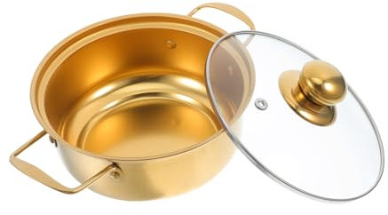 Cabilock Stylish Stainless Steel Soup Pot Lid Small Ramen Pot for Induction Cooking Glass Lid for Flavor Retention