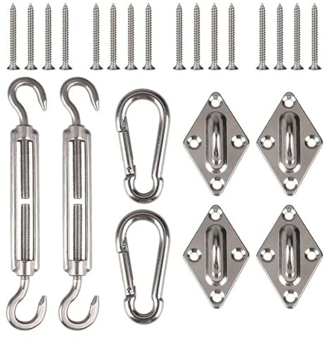 Kit di fissaggio for tenda da sole in acciaio inossidabile, kit di ferramenta for tenda da sole da giardino, moschettone, gancio, viti