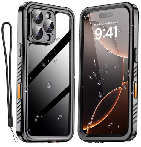 EGHFIXSD IP68 Waterproof Case For iPhone 16e 16 15 14 13 12 11 Pro Max XR XS Plus Metal Aluminum Swimming Phone Luxury Underwater Cover,Black,For iPhone 15 Pro Max