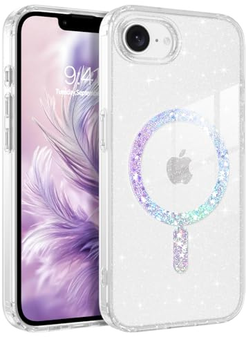 BENTOBEN für iPhone 17e/iPhone 16e Hülle Handyhülle Glitzer, Magnetisches iPhone 17e/iPhone 16e Case mit Mag-Safe Muster Slim Bumper Silikon Cover Dünn Hülle für Frauen Mädchen Bling Transparent