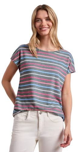 Damen Kurzarm Shirt mit Rundhals und Streifen