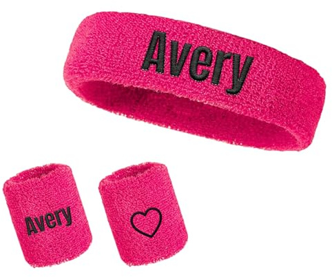 Personalisierte SchweißBänder – Individuell Besticktes Sport-Stirnband & SchweißBänder-Set, 3-Teiliges Set mit Namen/Logo, 12 Farben, Einzigartiges Geschenk für Fitnessstudio-Begeisterte