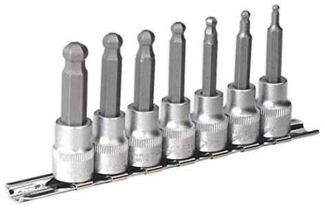 Sealey Ak621 Hex Ball-End Socket Bit Set 7Pc Metric 3/8Sq Drive 62Mm
