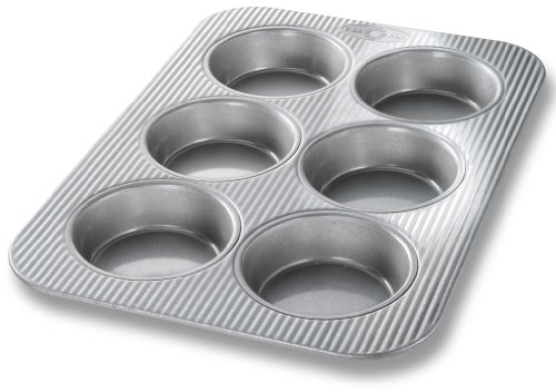 USA Pan Bakeware aluminisierten Stahl Cupcake und Muffin Pfanne Mini-Kuchen - 6 Formen 15-3/4 by 11 metall