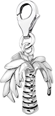 Quiges Charms Anhänger 3D Palme Versilbert Damen Schmuck für Bettelarmband