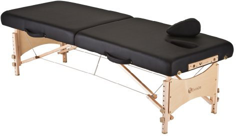 EarthLite MediSport Massageliege, tragbar, strapazierfähig, geringer Höhenbereich, ideal für Osteopathen, Chiropraktiker und Physiotherapeuten inkl. Gesichtsloch, Füllstoff und Tragetasche, Schwarz