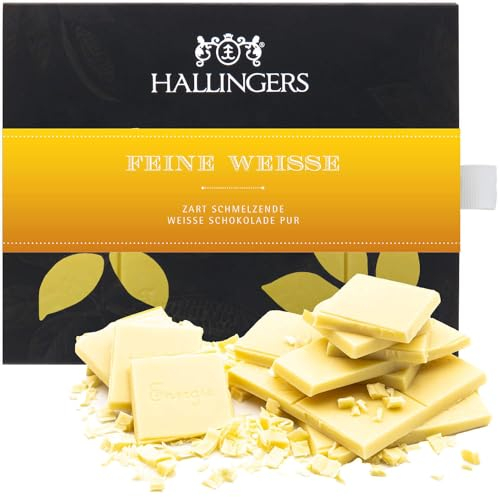 Hallingers Weiß Pur - Weiße Edel-Schokolade ganz pur - handmade, alkoholfrei (Box) - Geschenkideen Weihnachten & Geschenke Adventskalender | Geburtstag Glückwunsch Jahrestag Freundschaft Genesung