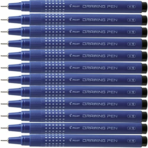 Pilot Drawing Pen Black Ink (02) Fine 0.6mm Tip - Box of 12