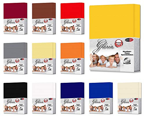 CelinaTex Doppelpack Spannbettlaken Bettlaken Mikrofaser-Fleece Größe 160 x 200 cm 0004782 Gloria mais gelb