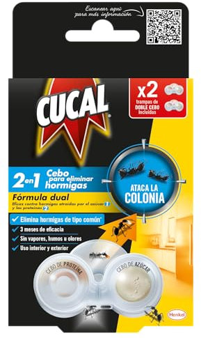 Cucal Insecticida Trampa Hormigas (2 trampas), ataca la colonia, hasta 3 meses de eficacia, máximo poder de atracción, 2 Unidad (Paquete de 1)