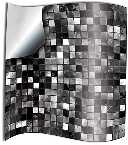 72 Black White Kitchen Bathroom Tile Stickers Transfers Printed for 6 x 6 inch 15 x 15cm Tiles DIY Stick On Wall Peel N Stick Tile Style Decals 6 by 6 inch Stickers. (6x6” - 72 Stickers, Black White)