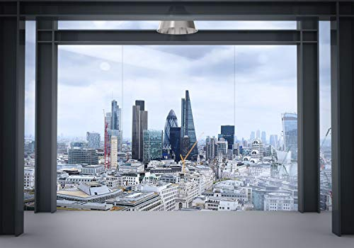 decomonkey Fototapete London Stadt City 400x280 cm XXL Design Tapete Fototapeten Vlies Tapeten Vliestapete Wandtapete moderne Wand Schlafzimmer Wohnzimmer Fenster Panorama