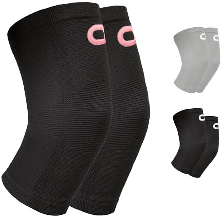 Crucial Compression Rodillera (1 par) – Las mejores rodilleras para el dolor de rodilla para hombres y mujeres – Rodillera antideslizante para correr, levantamiento de pesas, baloncesto, gimnasio,