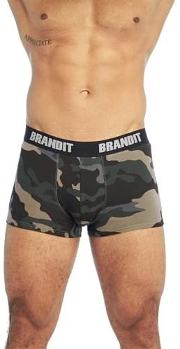 Brandit Boxer Shorts Logo 2 Pack, Farbe: darkcamo+Black, Größe: L