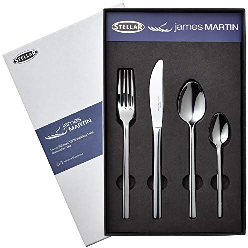 Stellar James Martin BJM51 32-Piece Stainless Steel Cutlery Set for 8 People, Dishwasher Safe - Fully Guaranteed