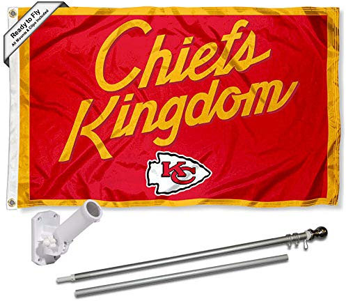 WinCraft Kansas City Chiefs Chiefs Kingdom Flag Pole and Bracket Mount Kit