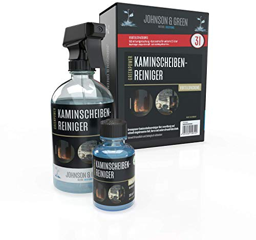 Greenpower Kaminofen Scheibenreiniger Vorteilspack für bis zu 3 Liter, löst zuverlässig und schnell eingebrannten Ruß, Harze und andere Brandrückstände