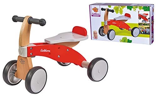 Eichhorn Outdoor Rutscherfahrzeug aus Holz, Verstellbarer Sitz, Buchenholz/Sperrholz, bis 25 kg belastbar, Gummireifen, ab 1 Jahr geeignet