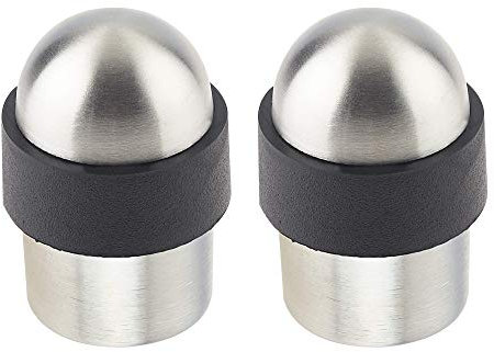 Door Stop Floor Mounted Concealed Fixing Dome Top Satin Stainless Steel 30mm Diameter Pack of 2