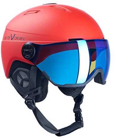 Black Crevice Skihelm Calgary mit Visier, red mat/Silver, S (51-54)…