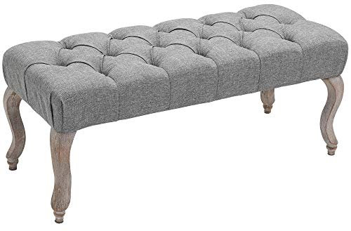 HOMCOM Tufted Upholstered Accent Bench Window Seat Bed End Stool Fabric Ottoman for Living Room, Bedroom, Hallway