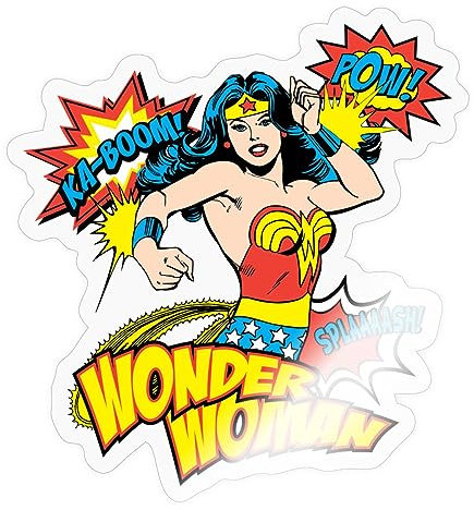 Spreadshirt DC Comics Wonder Woman Retro Sticker Aufkleber, 10 x 10 cm, Transparent glänzend