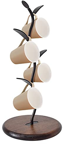 CUKE2BEET Arbre à tasses avec base en bois pour comptoir de café, bar et cuisine