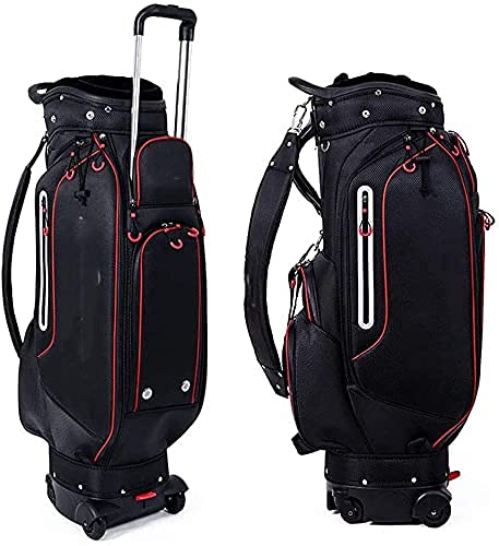 Golftasche, Unisex Ultraleichte Standard wasserdichte Golf Trolley Tasche Golftasche mit Rollen, 5 Trenntaschen, für bis zu 13 Eisen, 2
